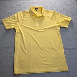 Peter Millar Crown Crafted Mens Large Yellow Performance Short Sleeve Polo Shirt